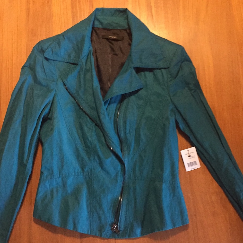New with tag Tahari Teal Moto Jacket